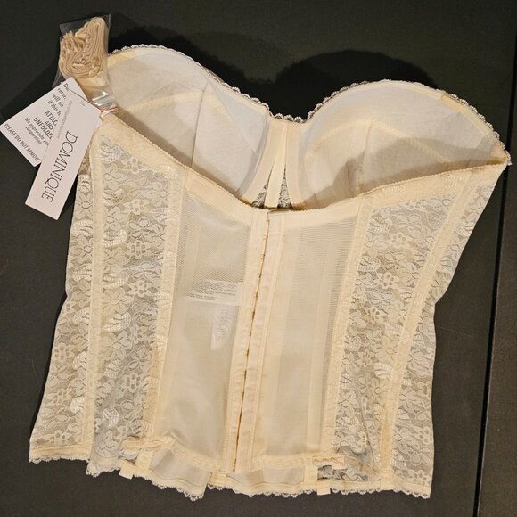 Dominique Womens IVORY Lace Longline Corset Bustier Bra #8949 36DD 40DD 42DD NWT - Picture 2 of 3